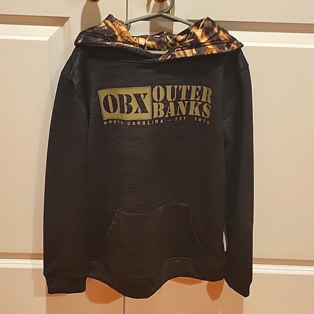 Outerbanks North Carolina Kid's Hooded Sweatshirt  charcoal gray sz L